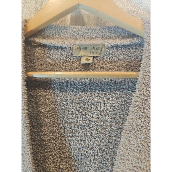 Barefoot Dreams CozyChic Leopard Cardigan Sweater Linen Warm Gray Sz Medium - Picture 4 of 6